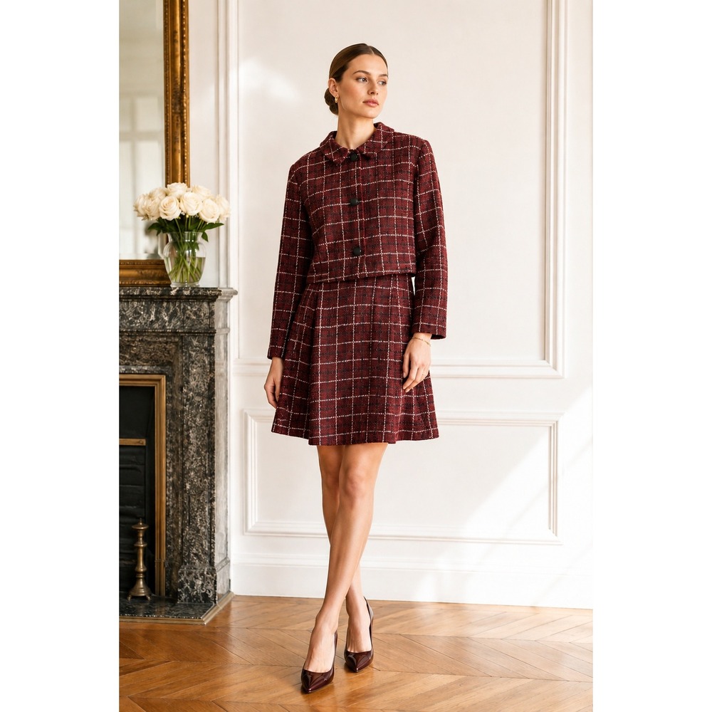 Julia Jordan Metallic Tweed Dress Women 12 Red Academia Clueless Schoolgirl NWT